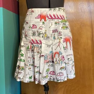 Randi M. Petites pleated skirt AOP illustrated pattern